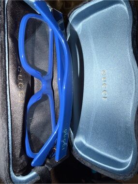 Gucci unisex Bright Blue Rectangular Eyeglass Frames
